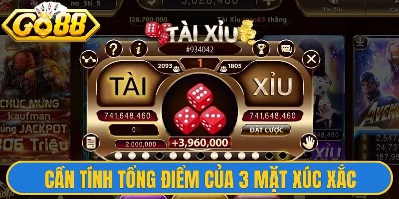 Cần tính tổng điểm của 3 mặt xúc xắc