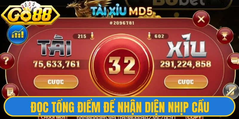 Cách Chơi Tài Xỉu Go88 - Kinh Nghiệm Đọc Cầu Chính Xác 3 Đọc tổng điểm để nhận diện nhịp cầu